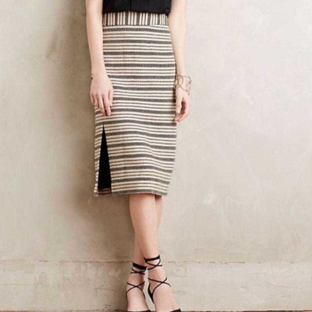Anthropologie Maeve Striped Pencil Skirt